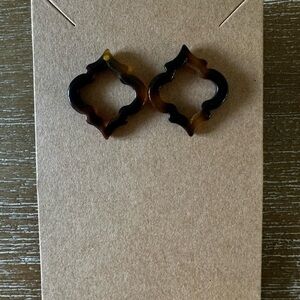 Tortoise Shell Brown and Black Geometric Earrings